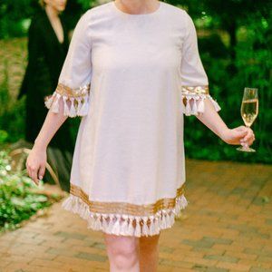 Anthropologie White Gold Mestiza Shimmy Dress